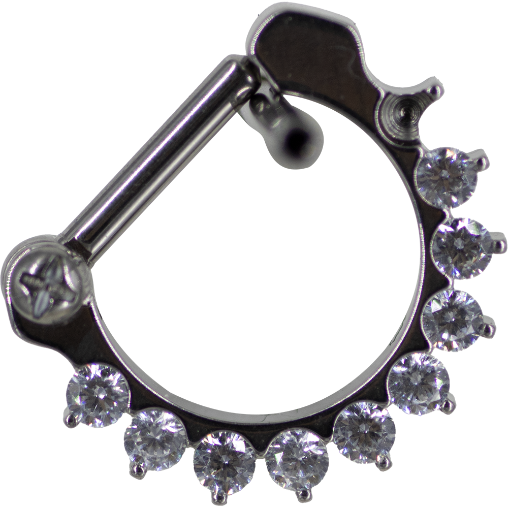 Argolla Titanio D Ring Engaste Frontal Zirconia 16g