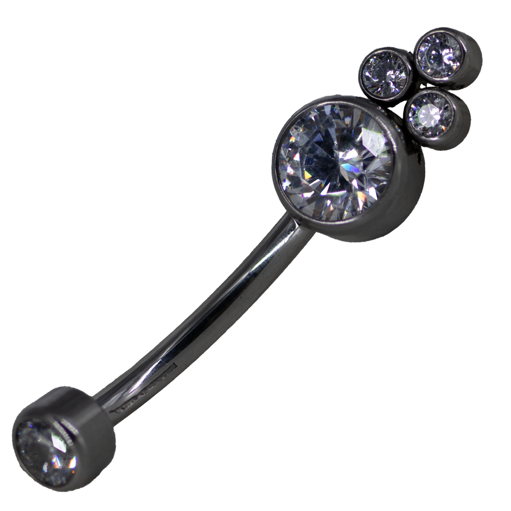 Banana Ombligo Titanio Zirconia Grande y Tres Pequeñas 14g