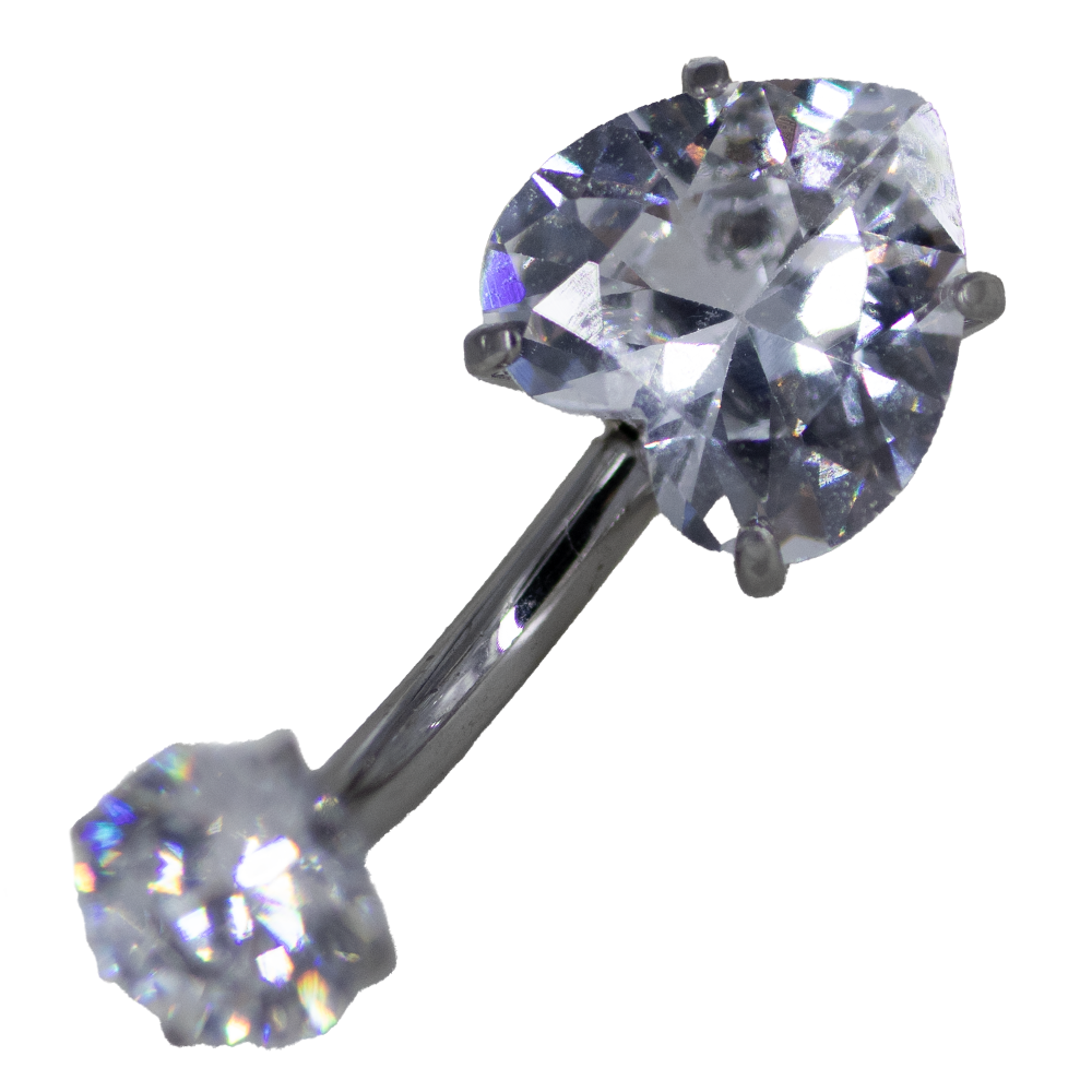 Banana Ombligo Titanio Zirconia Corazon 14g