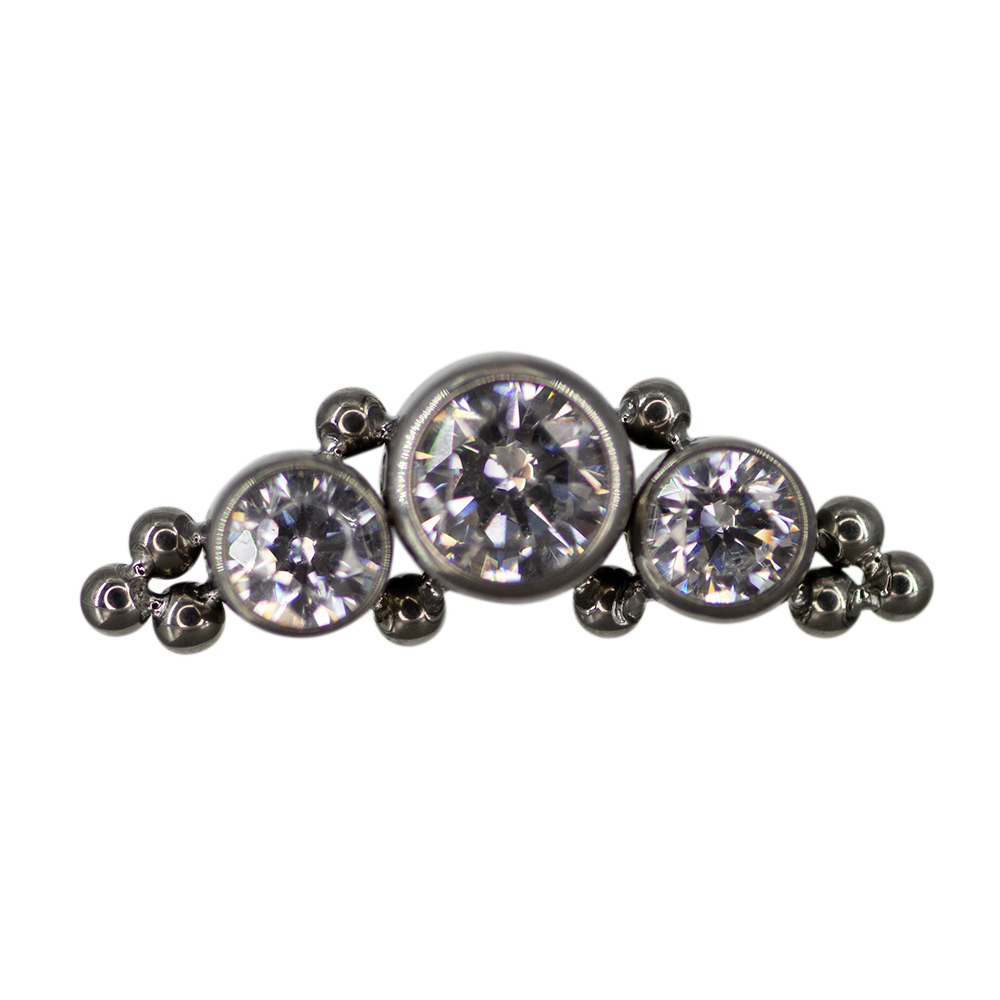 piercing Top Titanio Cluster 3 Zirconias con 10 Balines 16g