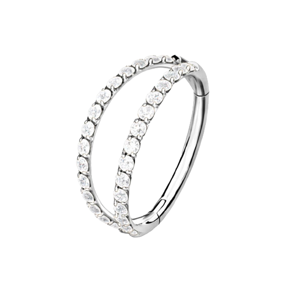 Argolla Titanio Gemela con Zirconia 16g