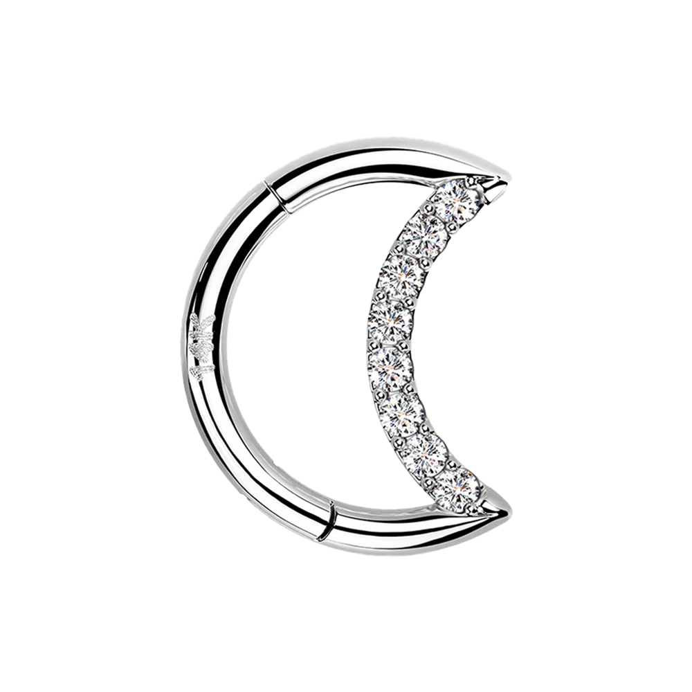 Argolla Titanio Media Luna con Zirconias 16g
