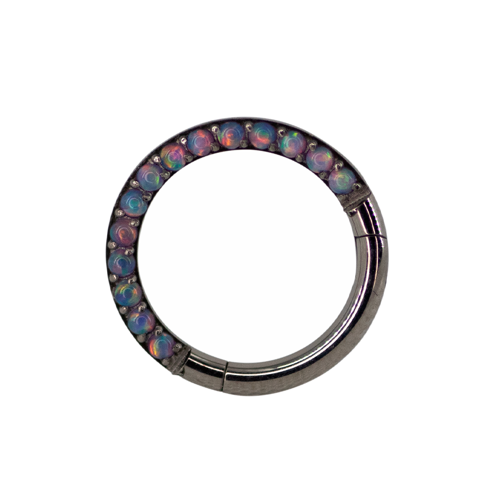 Argolla Titanio Multiples Opalos Frontal 16g 8mm