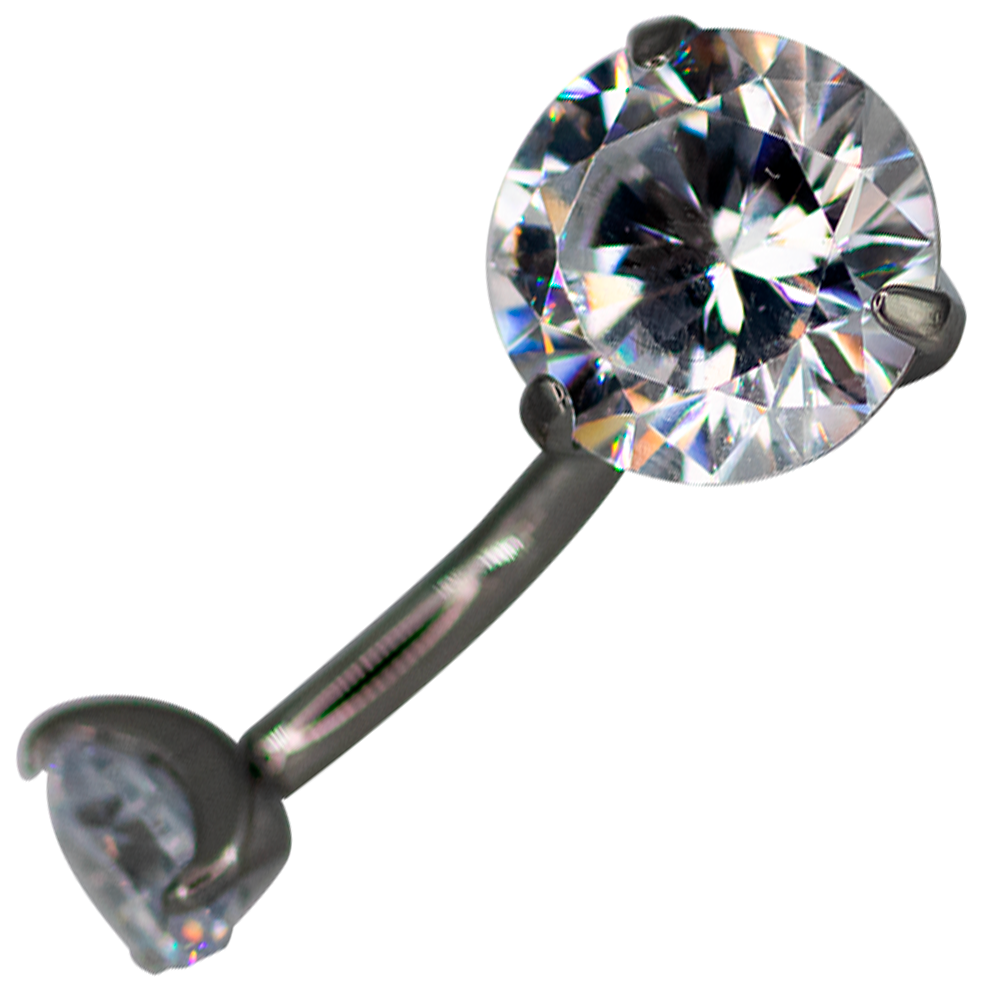 Banana Ombligo Titanio Zirconia Engastada 14g - 12mm