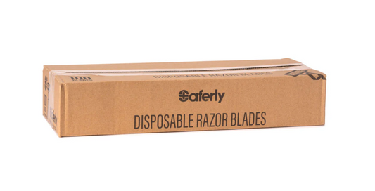 Rastrillo Saferly negro 2 hojas caja de 100pz