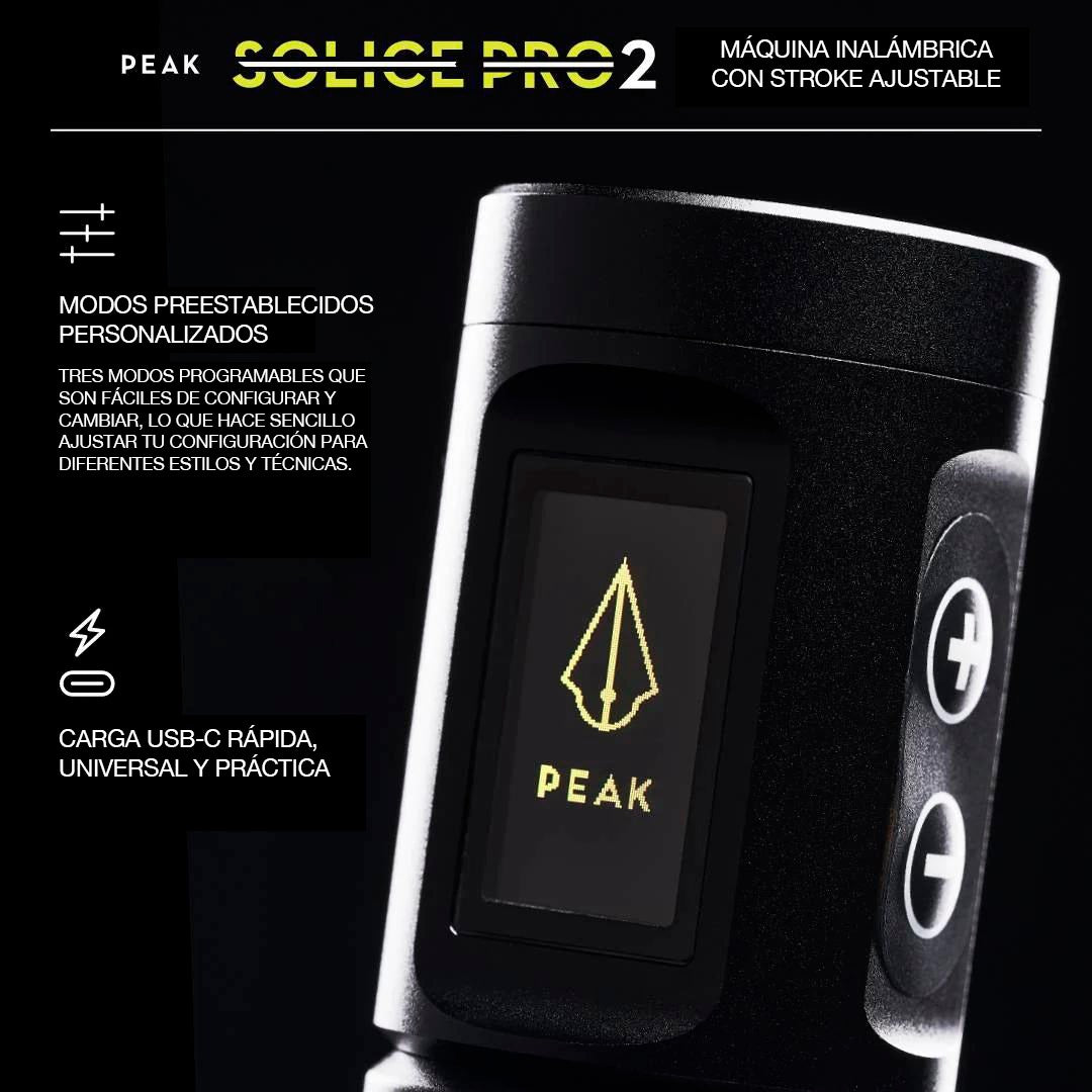 Maquina para Tatuar Inalámbrica con Stroke Ajustable Peak Solice Pro 2